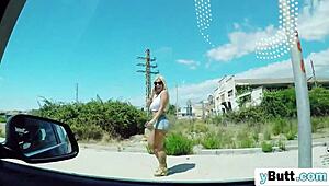 Blonde Sucking and Titty Fucking Long Cock Outdoors with Big Boobs.