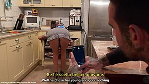 Stepaunt seduced by monster cock while husband works