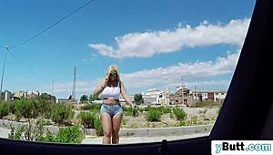 Blonde Sucking and Titty Fucking Long Cock Outdoors with Big Boobs.