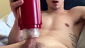 Amateur Guy Smokes While Stroking Big Cock in Homemade Scene.