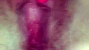 she fingers her wet pussy while i stuff her with gigantic dildo!