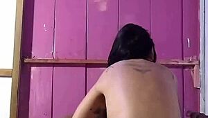 watching tv with a big black guy, interracial blowjob on his huge cock, then fucking her big pussy milf style for a facial cumshot