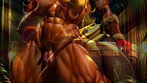 Bowsette and quirky side characters in wild anime scenes