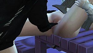 in this 3d anime, me n my girl r sucking n licking in public on a snowy day