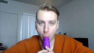 pov, i'm sucking your dick deepthroat with a dildo