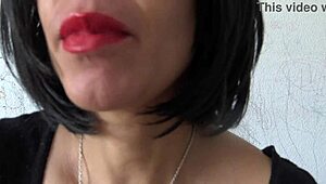 real stepmother reveals hairy pussy to stepson in close-up