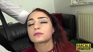 Bound submissive gets fucked rough and throated hard, damn! 😳