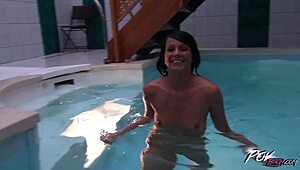 pov sensual fuck with sexy brunette in the pool 😍