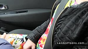 Small-tittied teen bangs hard in the car, wanna watch us? 🚗