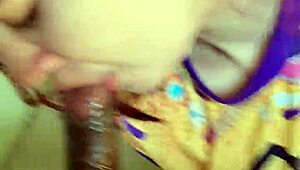 Sloppy head ends with cum in her mouth!