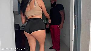 Married woman has a secret affair with a black man and gets a massage with oil with him