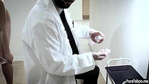 Petite teen loses virginity to plastic surgeon in intense session