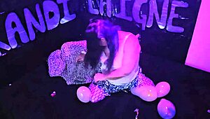cute milf kandi laigne enjoys balloon popping in homemade video