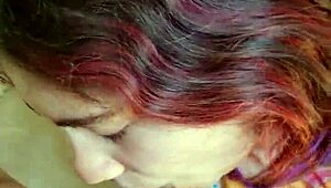 Sloppy head ends with cum in her mouth!