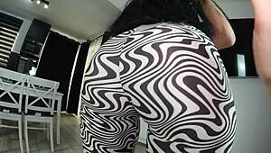 did you see those tight shorts come off her round ass on the table?