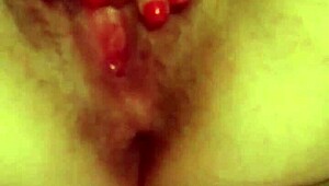 she fingers her wet pussy while i stuff her with gigantic dildo!