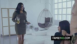 Lucky Stud Fucks Busty Latina Girlfriend and Stepsister Sheyla Kayla