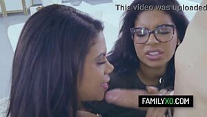 Lucky Stud Fucks Busty Latina Girlfriend and Stepsister Sheyla Kayla