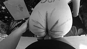 Holy Cow! Lesbian MILFs Rock Strap-On Action in Black and White Amateur POV!