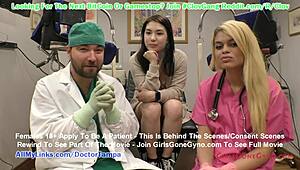 Clov - Busty Asian Mina Moon faces humiliating gyno exam by Doctor Tampa for university entry at GirlsGoneGyno com