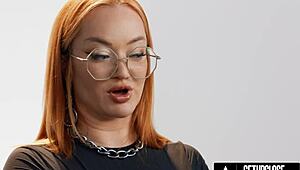 up close with redhead pawg emma magnolia in solo female orgasm casting