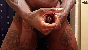 Hallelujah Johnson Wanking His Big Black Cock with Pocket Pussy