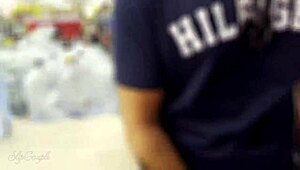 Helping Guy Cum in Supermarket! Public Risky Handjob on Big Cock!