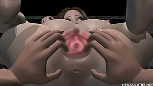 Stunning 3D Hentai Babe with Huge Breasts Gets Pussy Stretched Close-Up