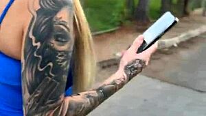 blonde shows ass and pussy in market, fucks manager in stock