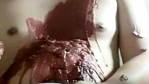 Wax cock foreplay in narrative scene.