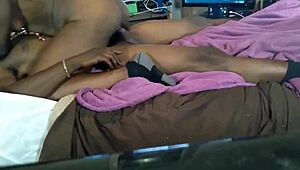 Real Homemade Ebony Threesome Fucking in Texas