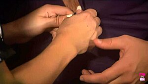 brunette maid fingered in threesome with boss