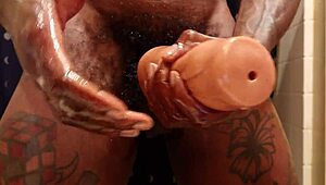 Hallelujah Johnson Wanking His Big Black Cock with Pocket Pussy