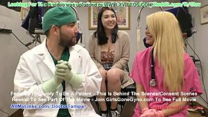 Clov - Busty Asian Mina Moon faces humiliating gyno exam by Doctor Tampa for university entry at GirlsGoneGyno com