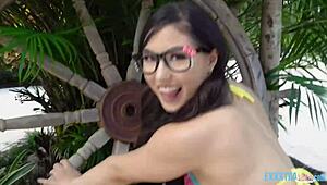 Mina Moon and Logan Lucky star in this tiny hurricane of deepthroat and facial action.