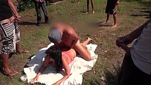 yo, public orgy on the meadow got wild with cumshots everywhere