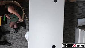 punishing the cute burglar in the garage