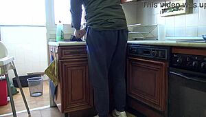 Horny BBW Brunette Loves Fucking In Kitchen With Monster Cock Doggystyle