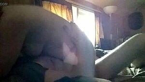wife gets off while husband watches in awe.