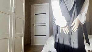 Arab milf with big ass guides your jerk off. Her pantyhose tease drives solo play.