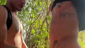 I took a walk behind the school, met a horny young guy, fucked his tight ass, and filled his mouth with cum.