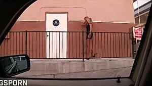 Beautiful blonde milf gets pounded in a bathroom gloryhole
