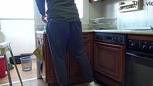 Horny BBW Brunette Loves Fucking In Kitchen With Monster Cock Doggystyle