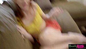 Bratty Sis Caught Bent Over with Trimmed Pussy and Big Cock Facial