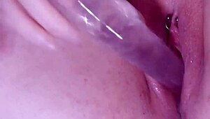 Step-sisters creamy pink pussy squirts with glass dildo, ohh soo goodd