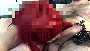 Masked Woman Continues Sucking Despite Mask Slip