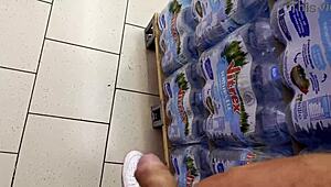 Helping Guy Cum in Supermarket! Public Risky Handjob on Big Cock!