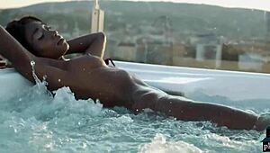 Ebony Beauty Mimi Desuka Strips Naked in Pool for Playboy
