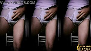 mexican amateur gets erection in white underwear solo