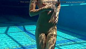 jessica lincoln, small 18+ tatted russian teen, splashing in the pool. she’s teasing with every move outdoors.